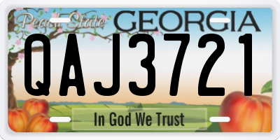 GA license plate QAJ3721