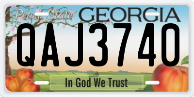GA license plate QAJ3740