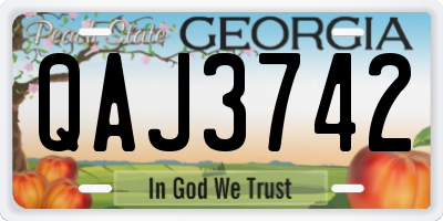 GA license plate QAJ3742