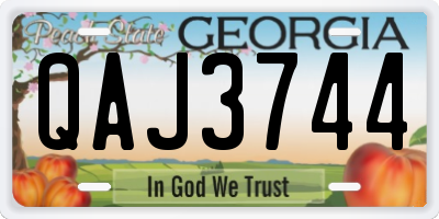GA license plate QAJ3744