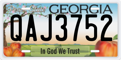 GA license plate QAJ3752