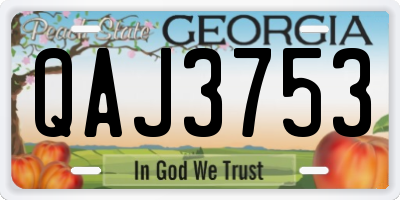 GA license plate QAJ3753