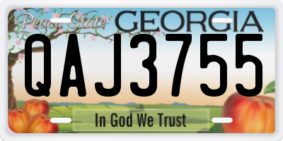 GA license plate QAJ3755