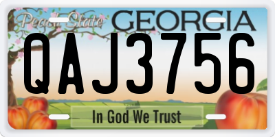 GA license plate QAJ3756