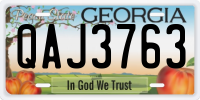 GA license plate QAJ3763