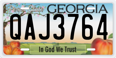 GA license plate QAJ3764