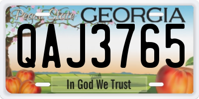 GA license plate QAJ3765