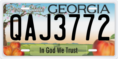GA license plate QAJ3772