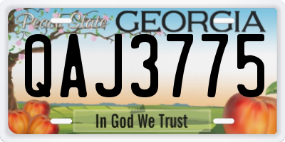 GA license plate QAJ3775