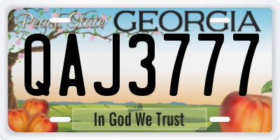 GA license plate QAJ3777