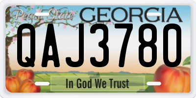 GA license plate QAJ3780