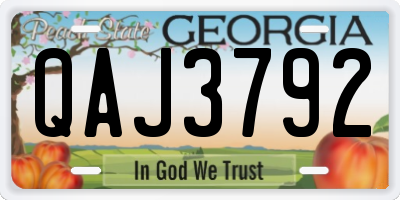 GA license plate QAJ3792