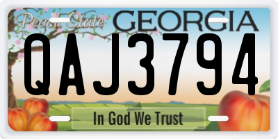 GA license plate QAJ3794