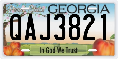 GA license plate QAJ3821