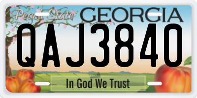 GA license plate QAJ3840