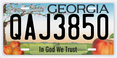 GA license plate QAJ3850