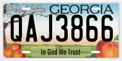 GA license plate QAJ3866