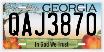 GA license plate QAJ3870