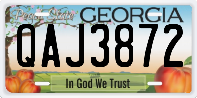 GA license plate QAJ3872