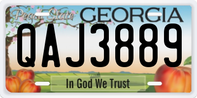 GA license plate QAJ3889