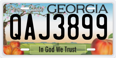 GA license plate QAJ3899