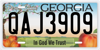GA license plate QAJ3909