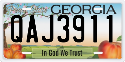 GA license plate QAJ3911