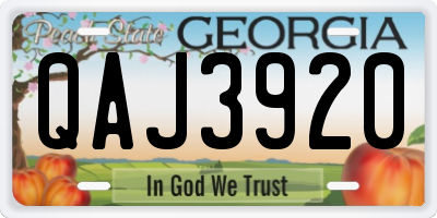 GA license plate QAJ3920
