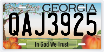 GA license plate QAJ3925