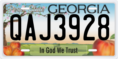 GA license plate QAJ3928