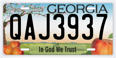 GA license plate QAJ3937