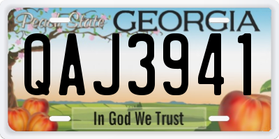 GA license plate QAJ3941