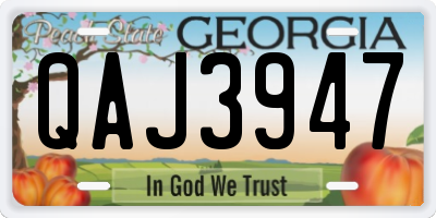 GA license plate QAJ3947