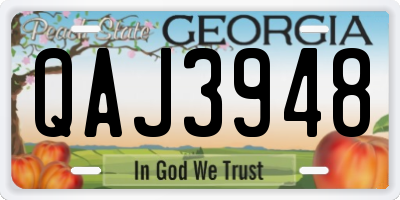 GA license plate QAJ3948