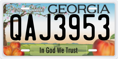 GA license plate QAJ3953