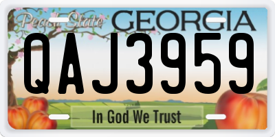 GA license plate QAJ3959