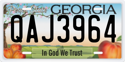 GA license plate QAJ3964