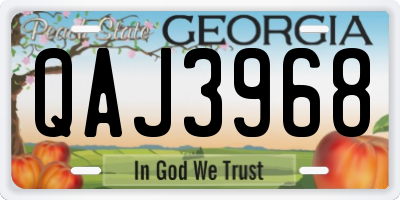 GA license plate QAJ3968