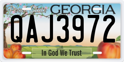 GA license plate QAJ3972