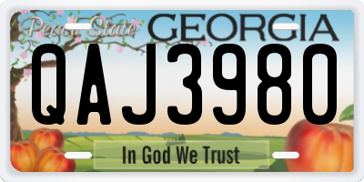 GA license plate QAJ3980