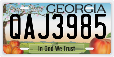 GA license plate QAJ3985