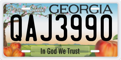GA license plate QAJ3990