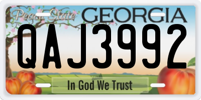 GA license plate QAJ3992