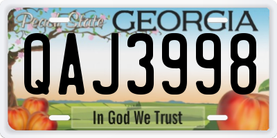 GA license plate QAJ3998