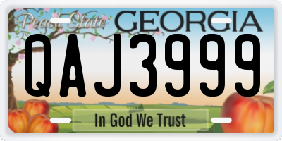 GA license plate QAJ3999