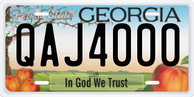GA license plate QAJ4000