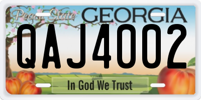 GA license plate QAJ4002