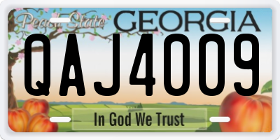 GA license plate QAJ4009