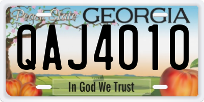 GA license plate QAJ4010