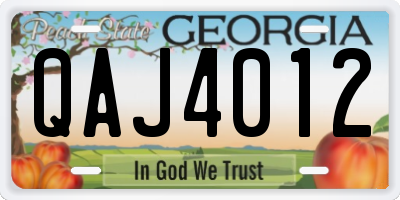GA license plate QAJ4012